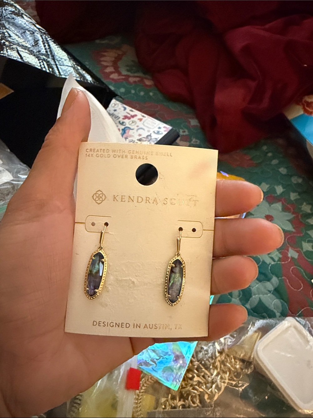Kendra Scott Gold Iridescent Abalone Drop Earrings